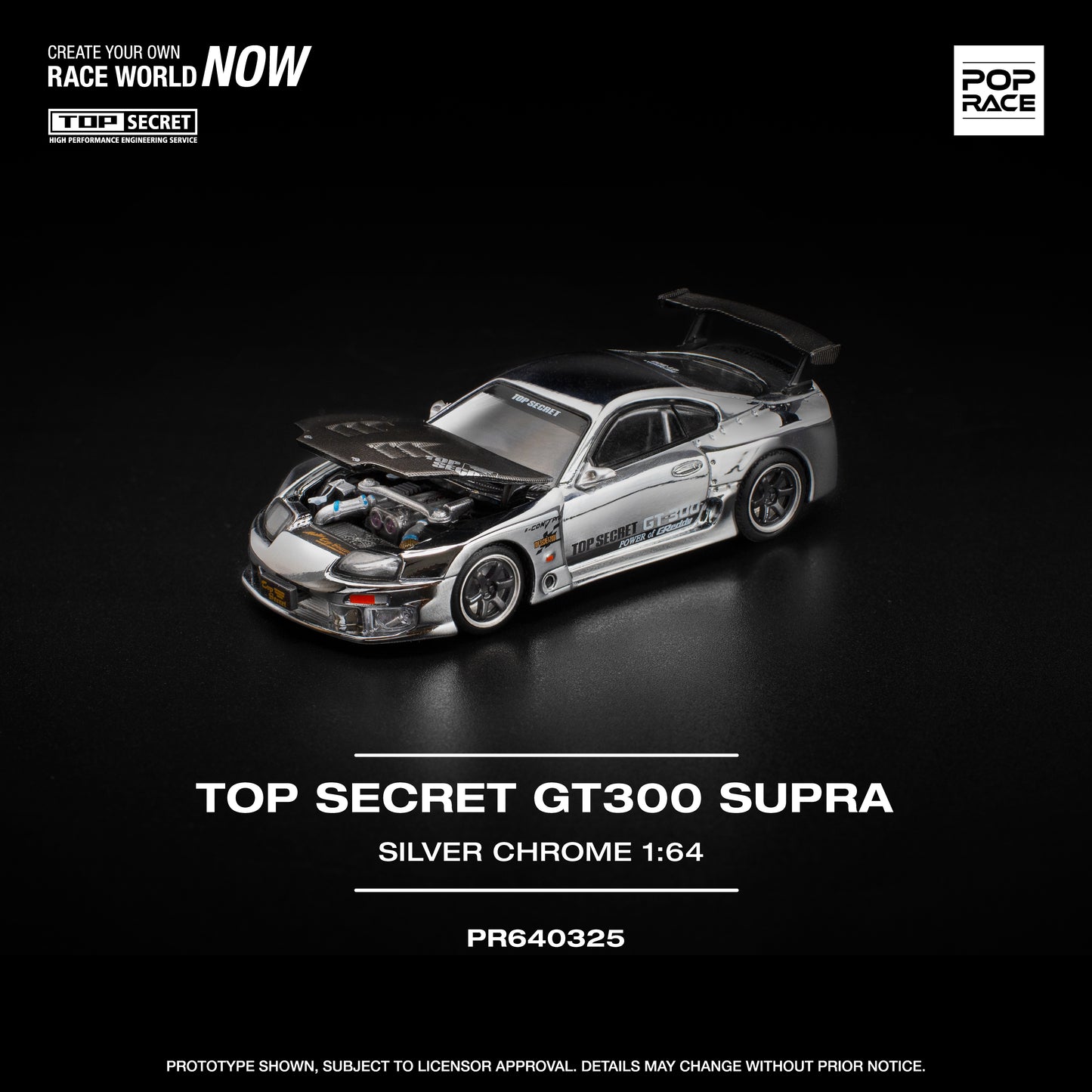 Toyota Supra Top Secret Silver Chrome - (PRE ORDEN)