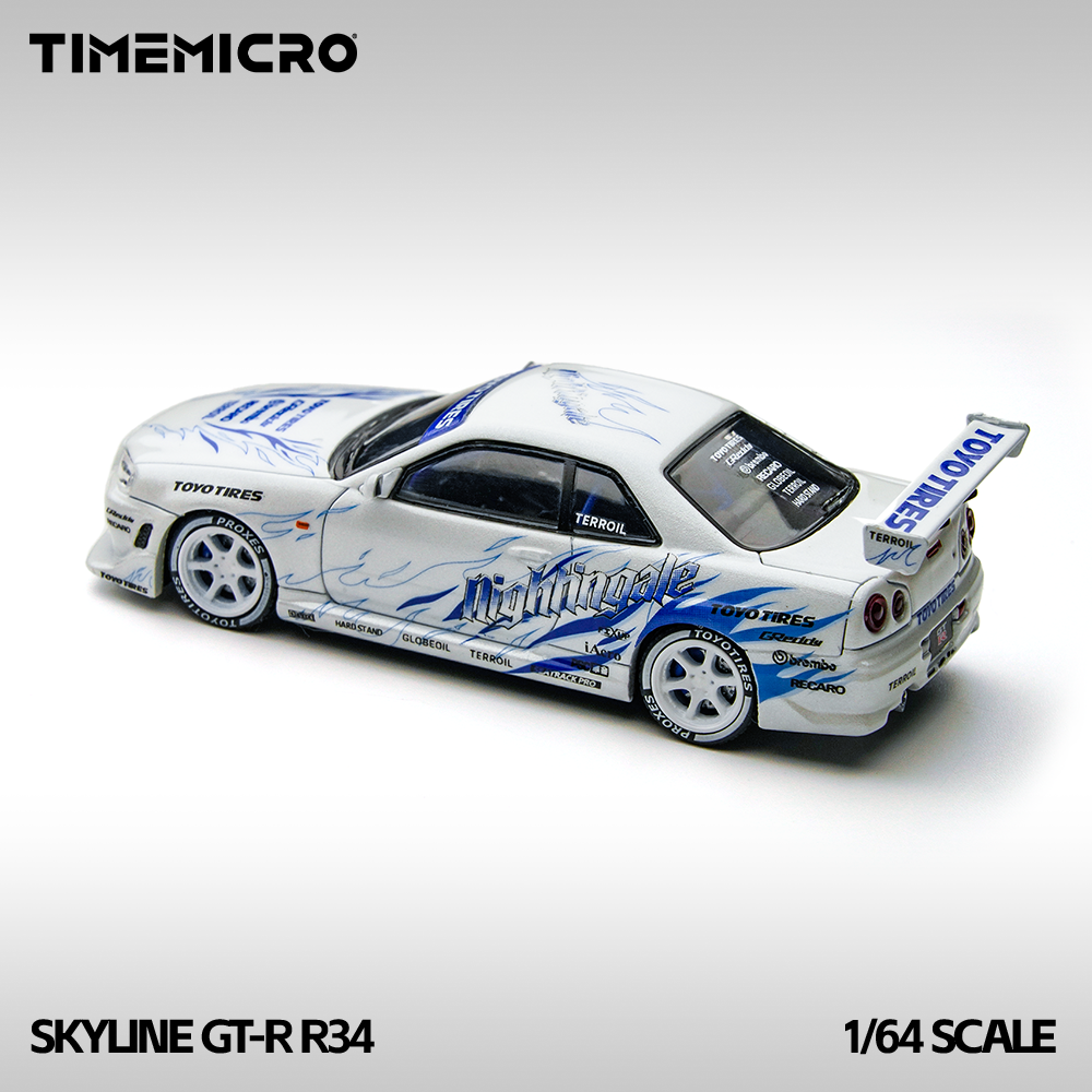 Nissan Skyline R34 Flame Livery White - Time Micro (POR PEDIDO)