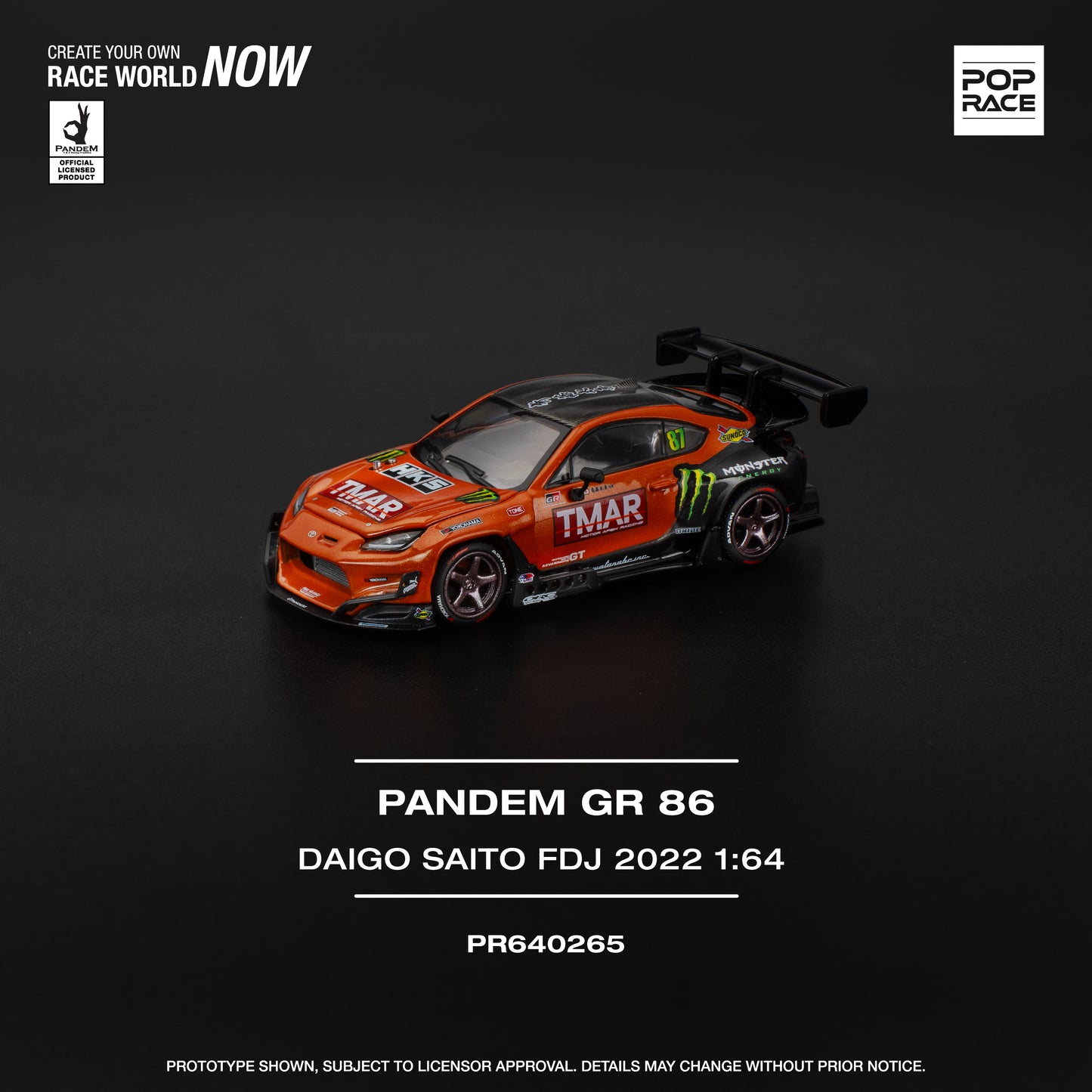 Toyota Pandem GR 86 - DAIGO SAITO FORMULA DRIFT JAPAN 2022 - Pop Race (PRE ORDEN)