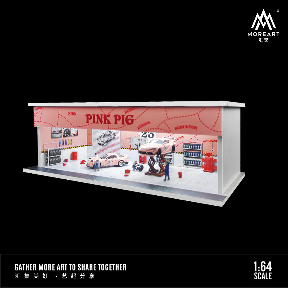 Parqueo Talleres Marlboro y Porsche Pink Pig Diorama - MoreART (BAJO PEDIDO)