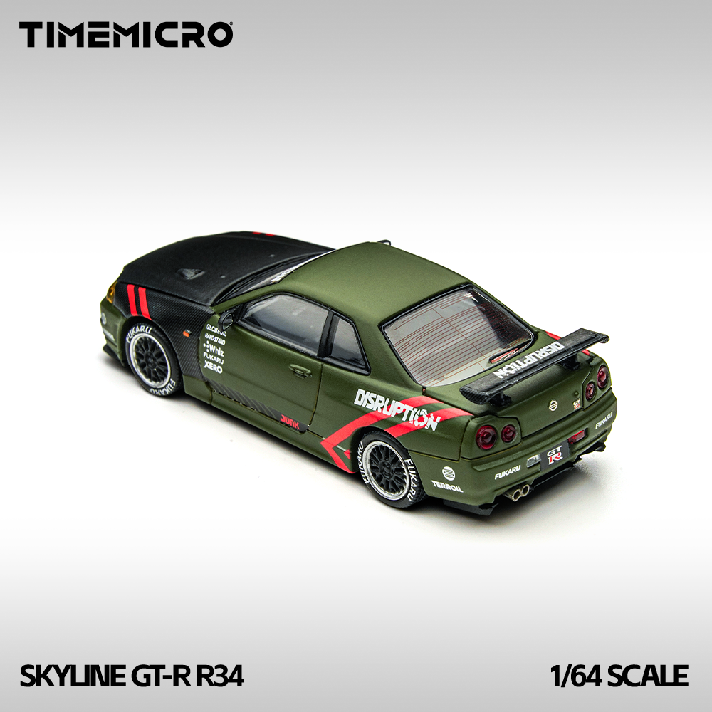 Nissan Skyline R34 Matte Olive Green - Time Micro (POR PEDIDO)