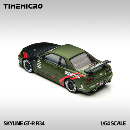 Nissan Skyline R34 Matte Olive Green - Time Micro (POR PEDIDO)