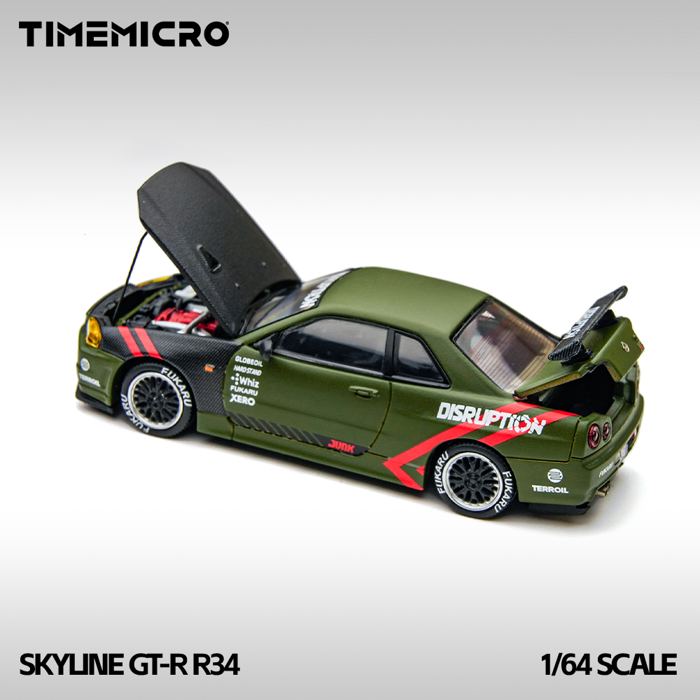 Nissan Skyline R34 Matte Olive Green - Time Micro (POR PEDIDO)