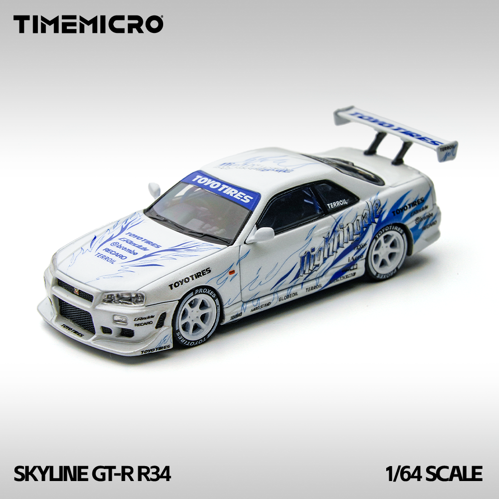 Nissan Skyline R34 Flame Livery White - Time Micro (POR PEDIDO)