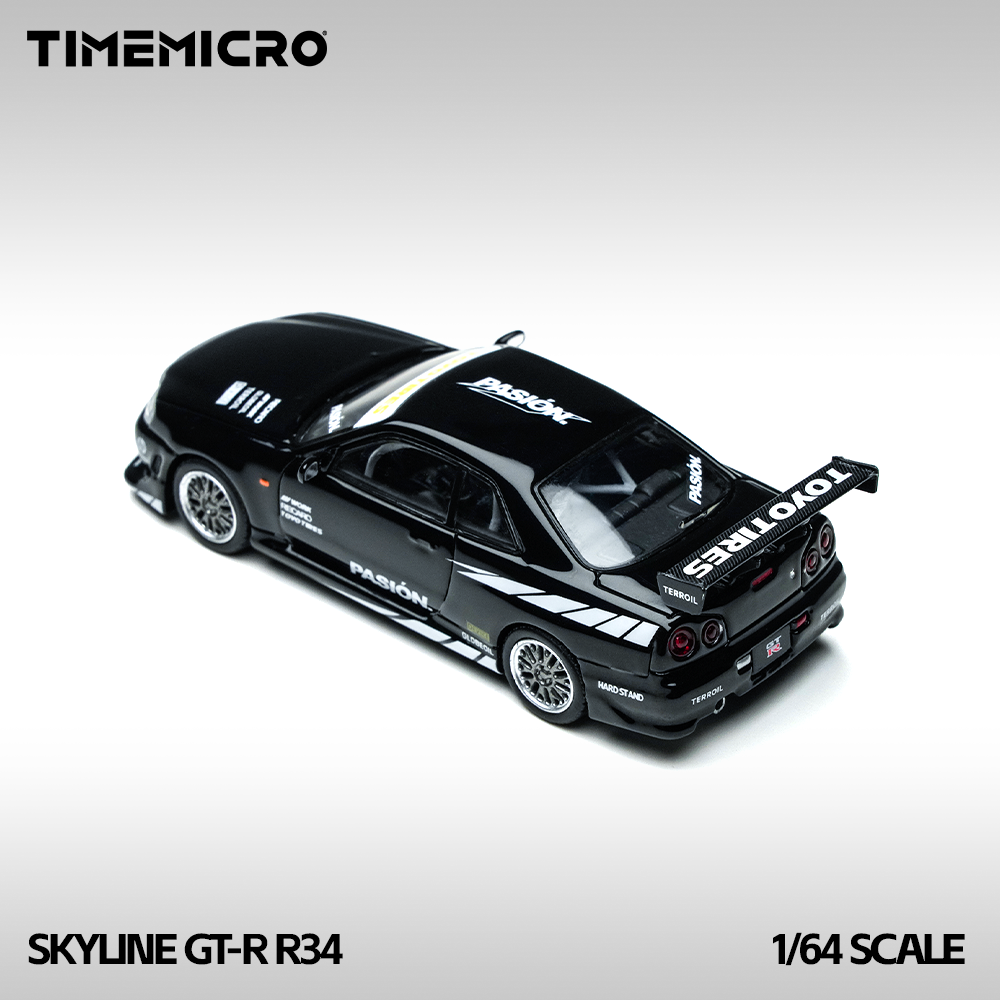 Nissan Skyline R34 Black & White - Time Micro (POR PEDIDO)