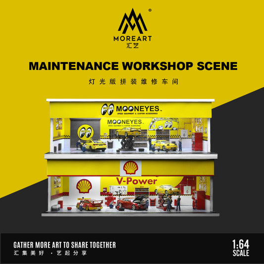 Parqueo Tallere Sheel y Mooneyes Diorama - MoreART (BAJO PEDIDO)