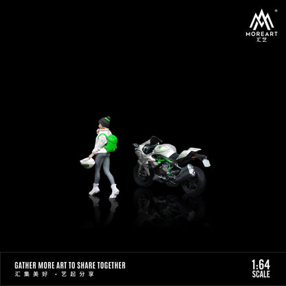 Moto Kawasaki Blanca Figura - MoreART (BAJO PEDIDO)