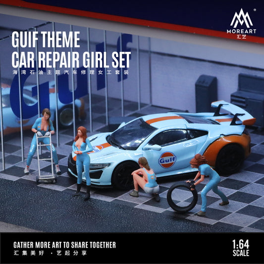 Set de 5 Figuras Gulf Car repair girl - MoreART (BAJO PEDIDO)