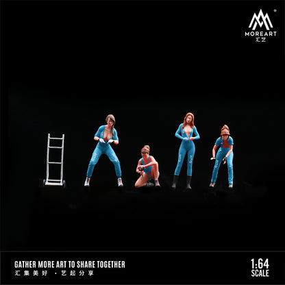 Set de 5 Figuras Gulf Car repair girl - MoreART (BAJO PEDIDO)