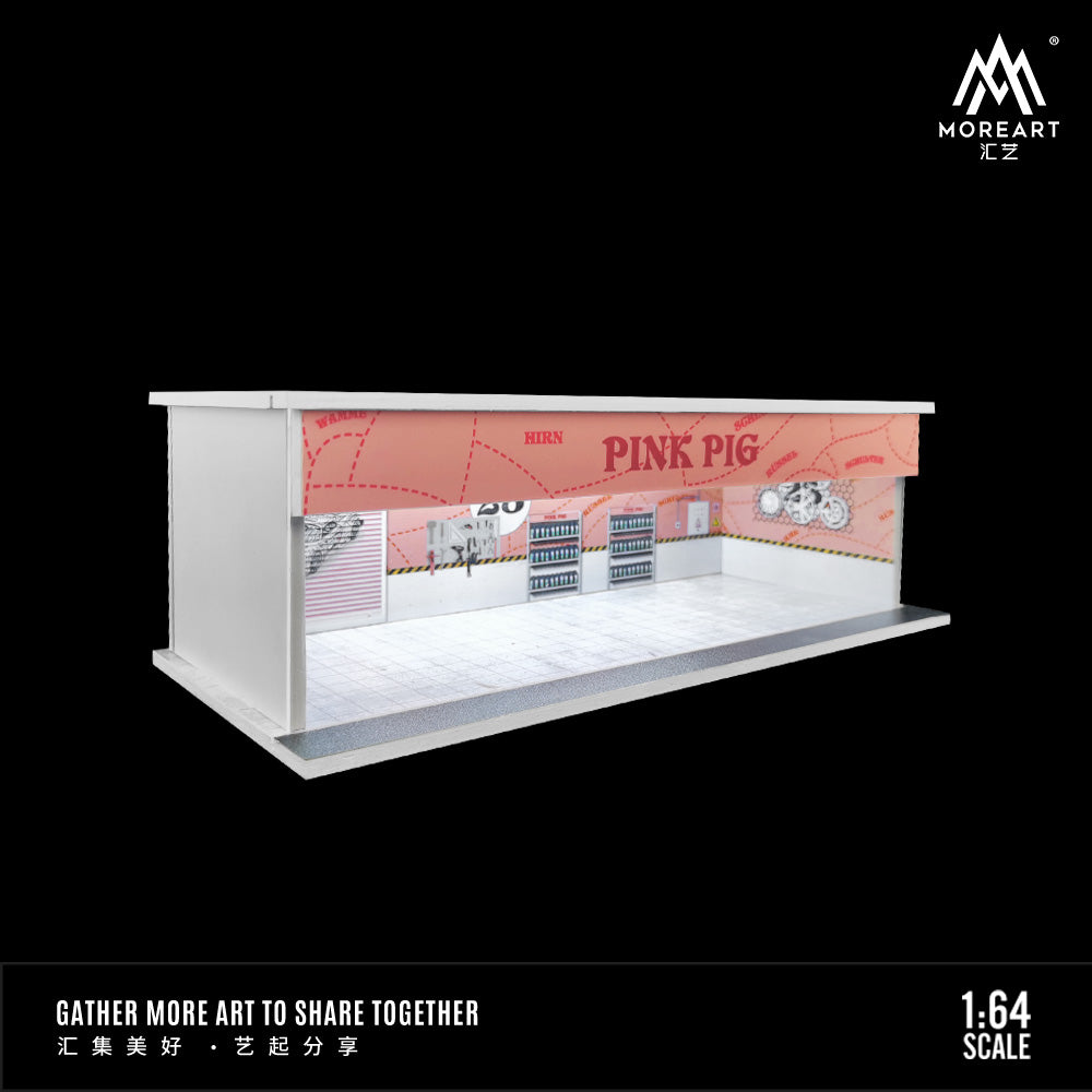 Parqueo Talleres Marlboro y Porsche Pink Pig Diorama - MoreART (BAJO PEDIDO)
