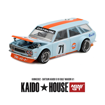 Datsun Kaido 5 10 Gulf Wagon V1 - Mini GT x Kaido Works (PRE ORDEN)
