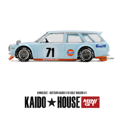 Datsun Kaido 5 10 Gulf Wagon V1 - Mini GT x Kaido Works (PRE ORDEN)