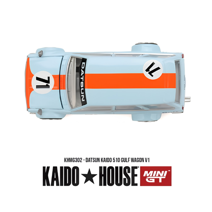 Datsun Kaido 5 10 Gulf Wagon V1 - Mini GT x Kaido Works (PRE ORDEN)