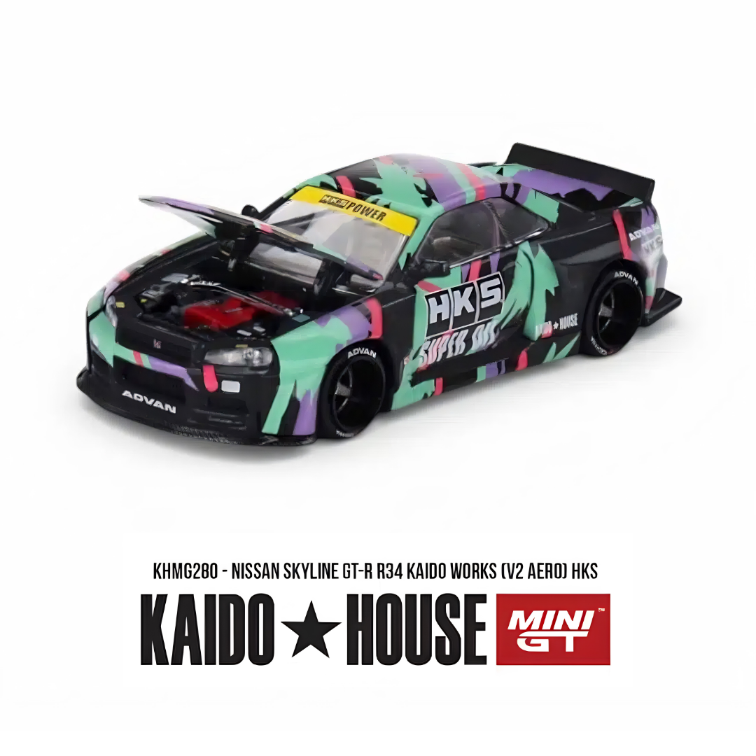 Nissan Skyline GT-R R34 - Kaido Works V2 - Mini GT x Kaido House (PRE ORDEN)