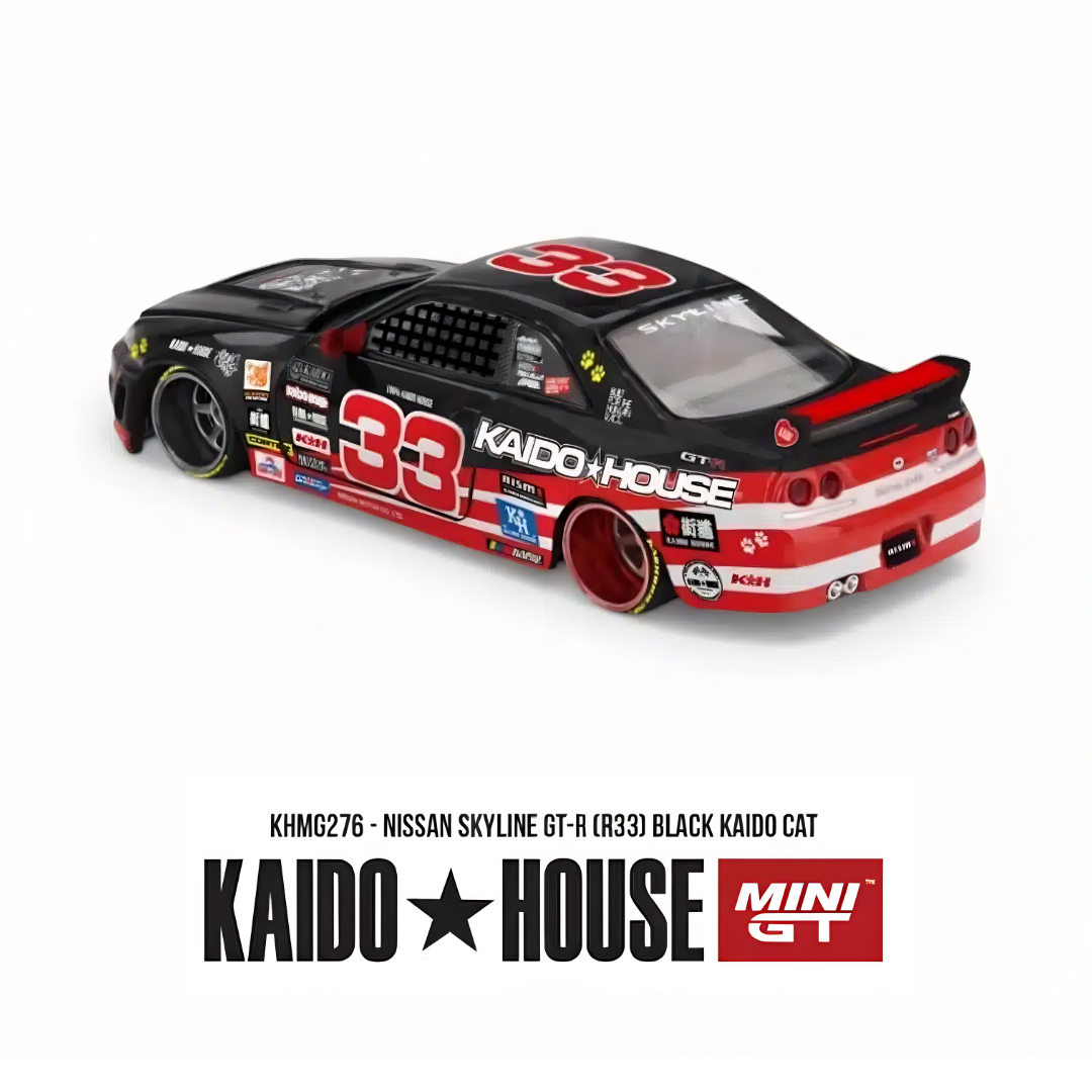 Nissan Skyline GT-R (R33) - Black Kaido Cat - Mini GT x Kaido House (PRE ORDEN)