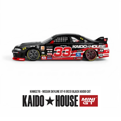 Nissan Skyline GT-R (R33) - Black Kaido Cat - Mini GT x Kaido House (PRE ORDEN)