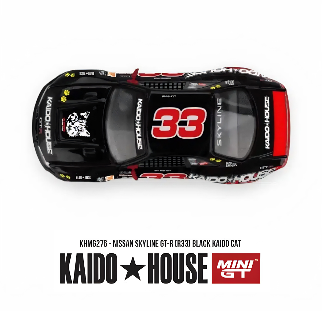 Nissan Skyline GT-R (R33) - Black Kaido Cat - Mini GT x Kaido House (PRE ORDEN)