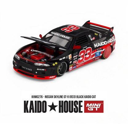 Nissan Skyline GT-R (R33) - Black Kaido Cat - Mini GT x Kaido House (PRE ORDEN)