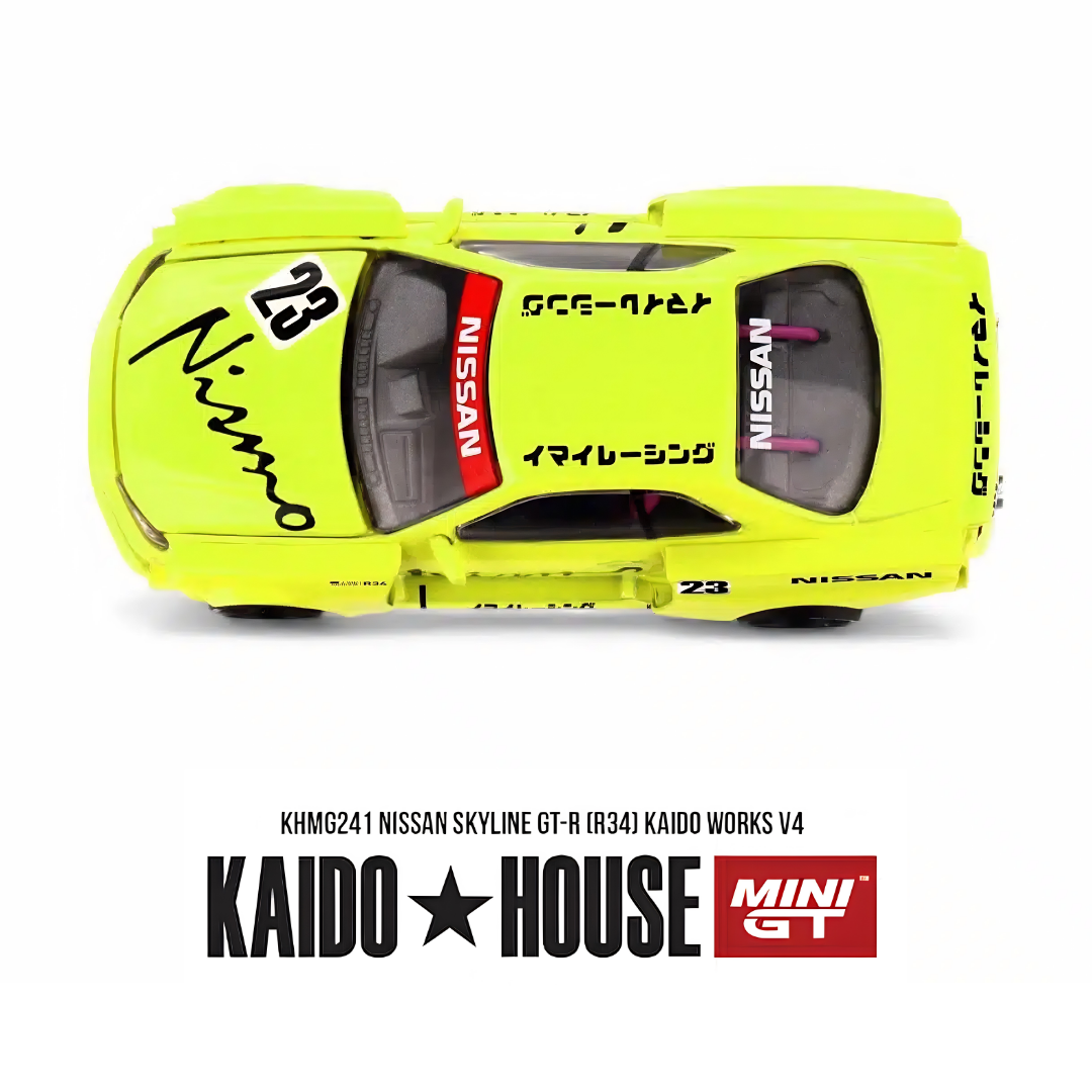 Nissan Skyline GT-R (R34) - Kaido Works V4 - Mini GT x Kaido House (PRE ORDEN)